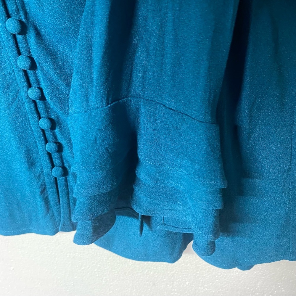 Soft Surroundings Blouse Women 2X Blue Button Front Long Sleeve Ruffle Cuffs - Picture 4 of 8